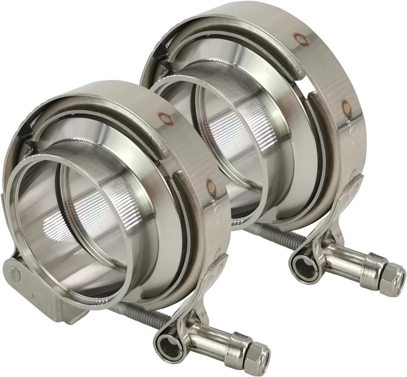 GaeaAuto 2 X 2 inch Quick Release V Band Clamp with Male Female Flanges 304 Stainless Steel for Exhaust Downpipes, 2 Pack - Image 1